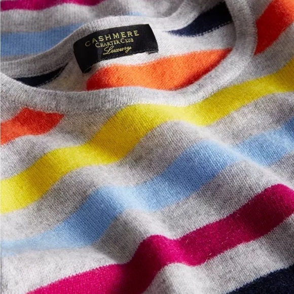 Charter Club | 100% Cashmere | Women’s Multicolor Striped Scoop Neck Sweater - Picture 2 of 9